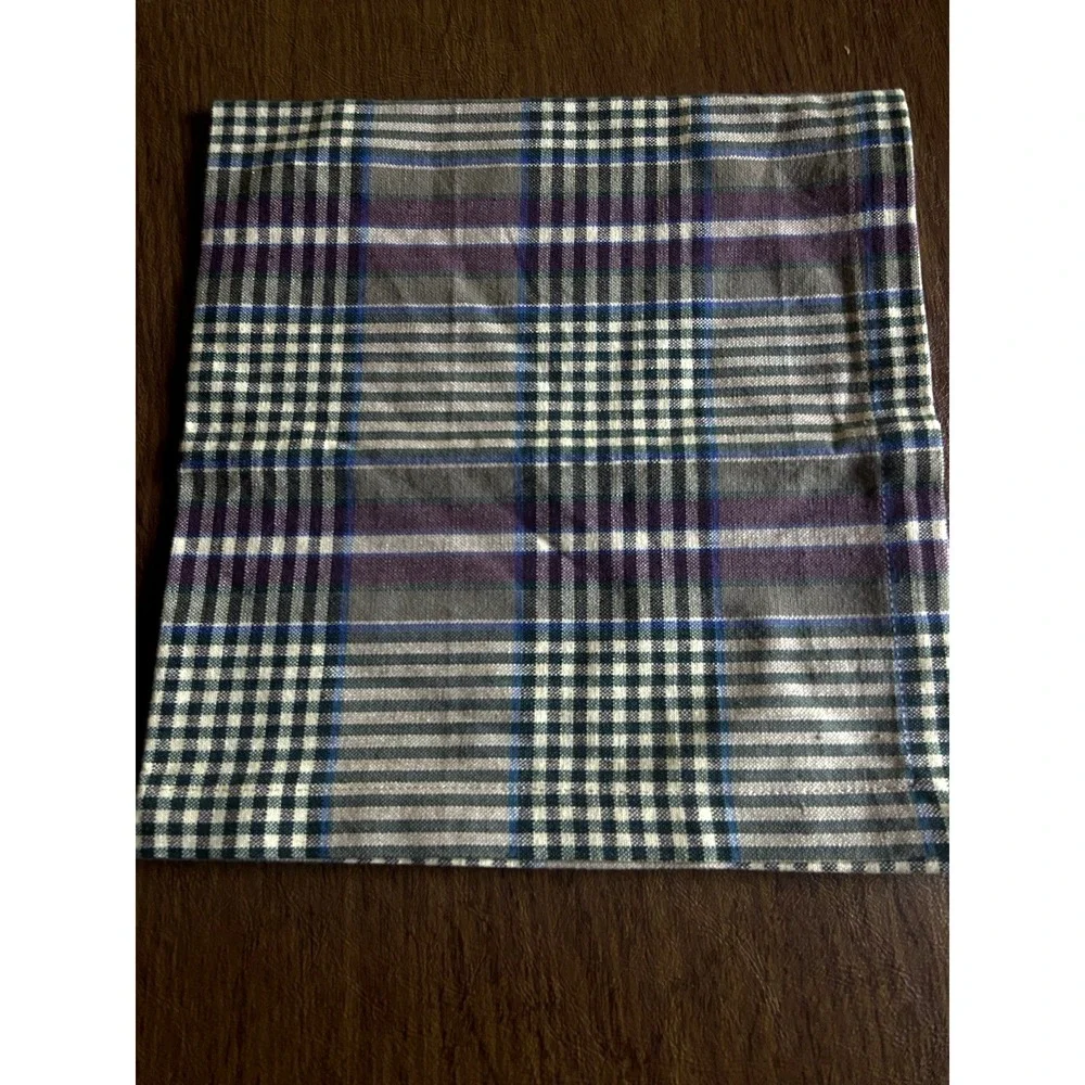 Pier 1 Purple Green 2 Placemats & 3 Napkins Country Tartan Woven Cotton‎ Plaid